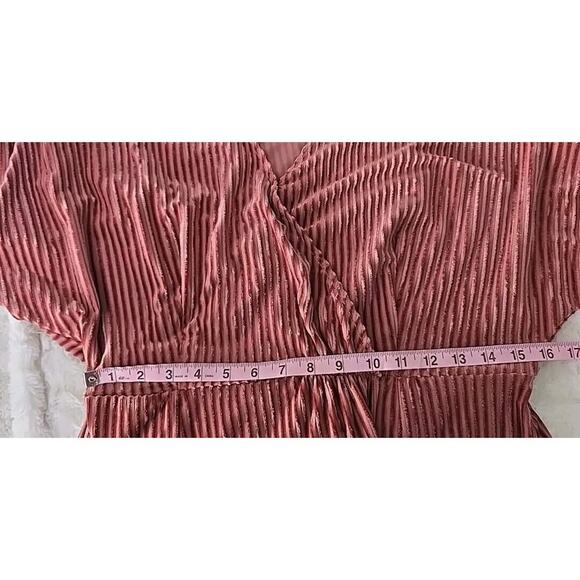 Sunday in Brooklyn Anthro Pink Rose Plisse Velvet Romantic Feminine Dress Medium - Picture 12 of 13